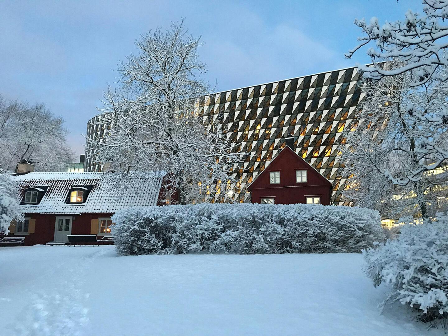 Photo of Karolinska Institutet's Aula Medica during Winter by Katarina Sternudd